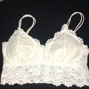 🤑 New! White Stretch Lace Bralette with double elastic strap and removable pads